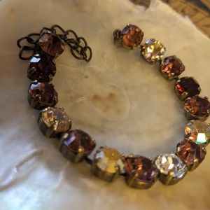 Maroon Light and Dark Crystals Bracelet on Brass